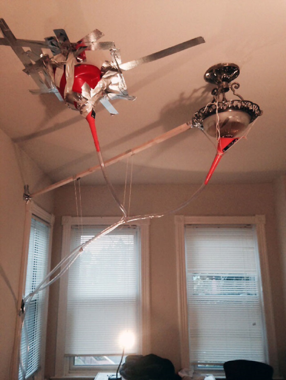 “This is how the landlord fixed the leaky ceiling.”