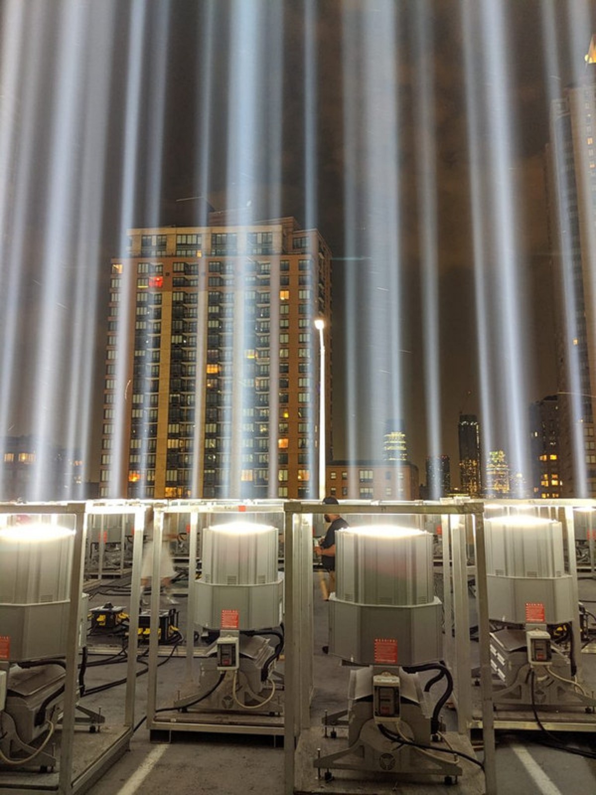 9/11 memorial lights from up close