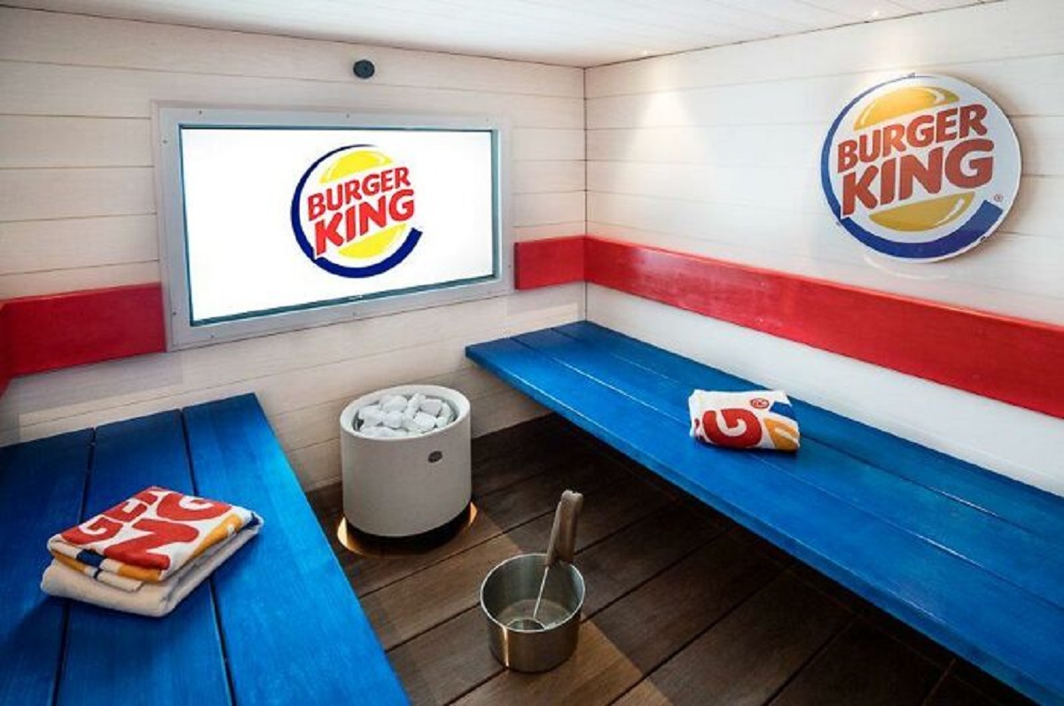 that in 2016, Burger King opened a spa in one of its restaurants in Helsinki, Finland. Customers could enjoy a Whopper while sitting in the 15-seater sauna room, and the spa also featured showers, PlayStation, TVs, and beverages and the price was $283/person.