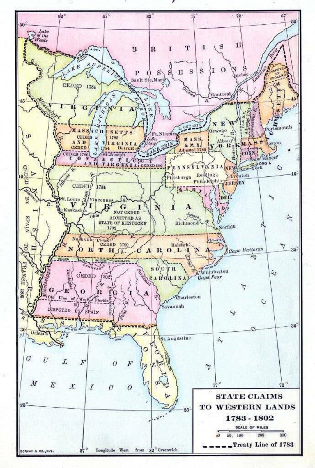 This is what a map of the United States looked like in 1783: