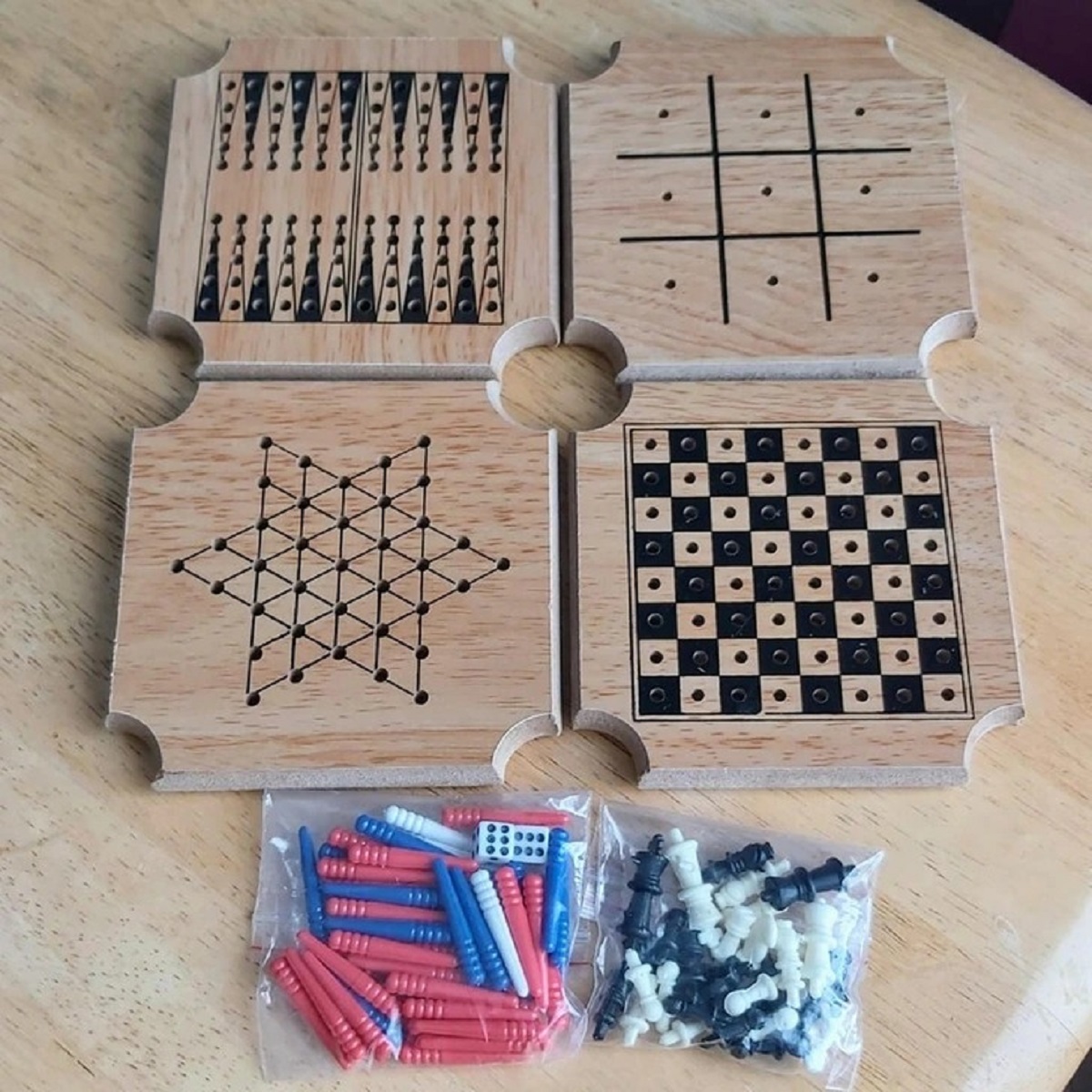 These coasters double as mini board games (the other side is cork).