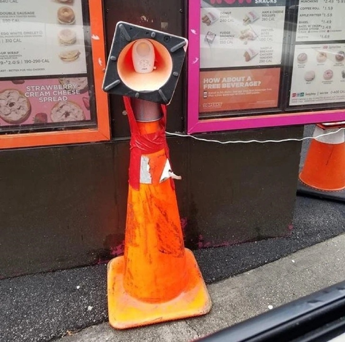 “My local Dunkin Donuts drive-through speaker broke. They’re using a baby monitor now.”