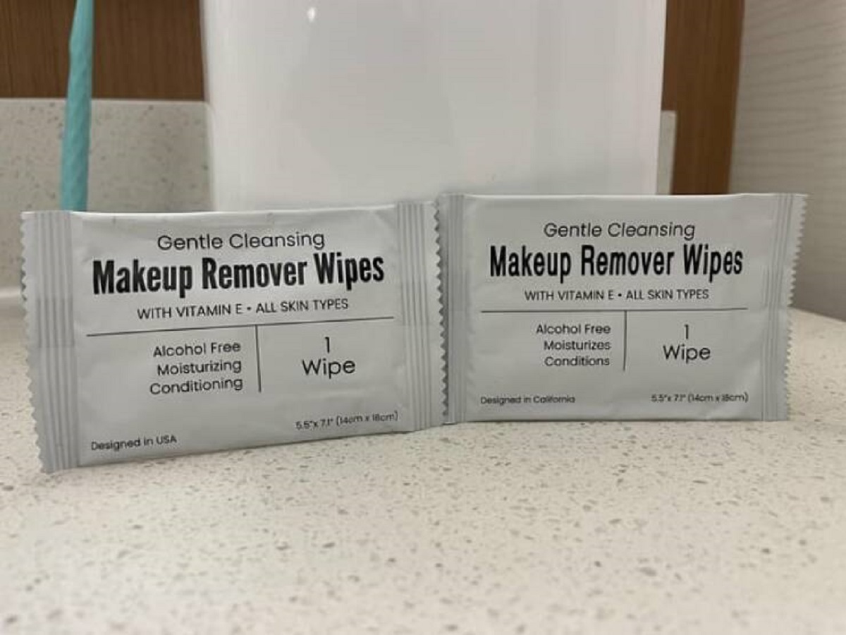 "The makeup remover wipes at my hotel use different tenses between packets"