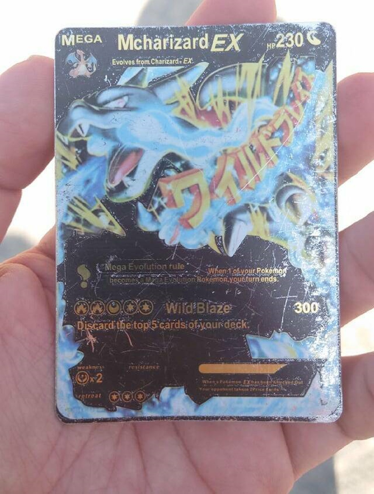 "Found this Charizard card while hiking"