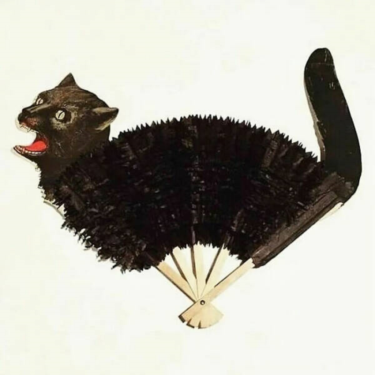 "Black Cat Paper Fan Made In Germany In The 1920s. I Know This Was Intended As A Novelty Halloween Accessory, But I Can Think Of At Least Six Of My Regular Outfits That Would Go Perfectly With A Pissed-Off Cat"