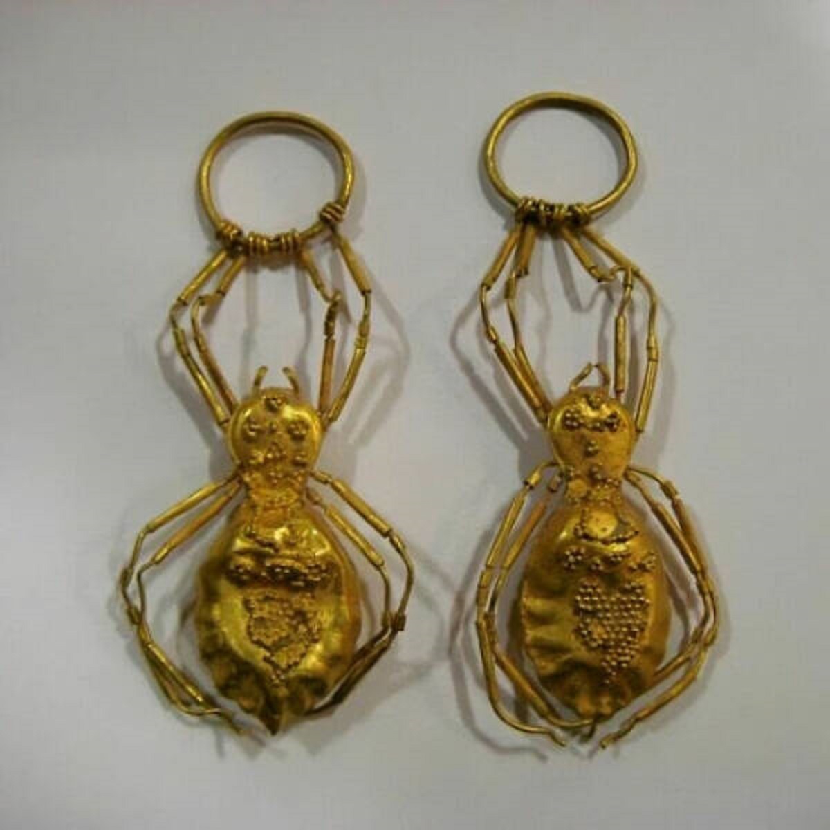 "Gold Spider Earrings, 300 Bc To 100 Bc, From The Bactrian Region In Modern Day Afghanistan"