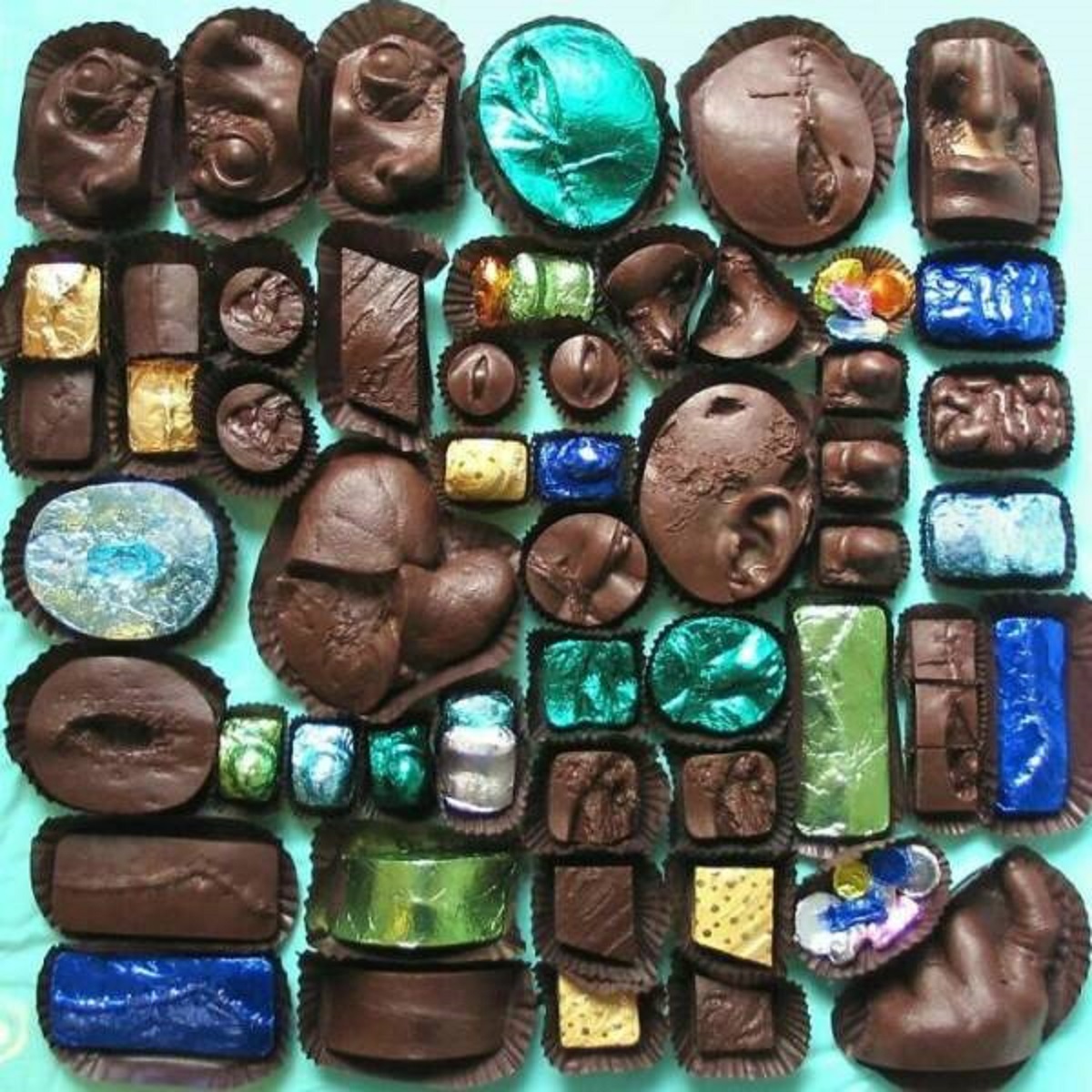 "Morgue Chocolates, Made From Molds Of Wounds Found On Bodies In A New York Morgue"