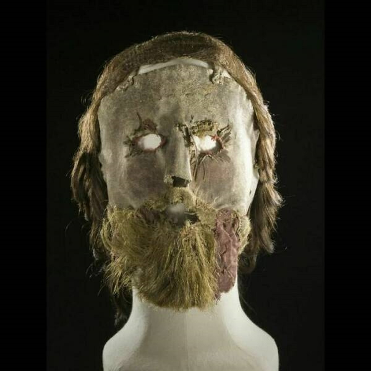 "Unsettling 17th Century Mask Made From Real Human Hair, Leather Skin, Feathers And False Teeth. It Was Worn As A Disguise By The Outlaw Preacher Alexander Peden (1626-1686), A Popular Scottish Covenanter In Hiding For His Treasonous Views That Rejected King Charles I As The Spiritual Head Of The Church In Scotland"