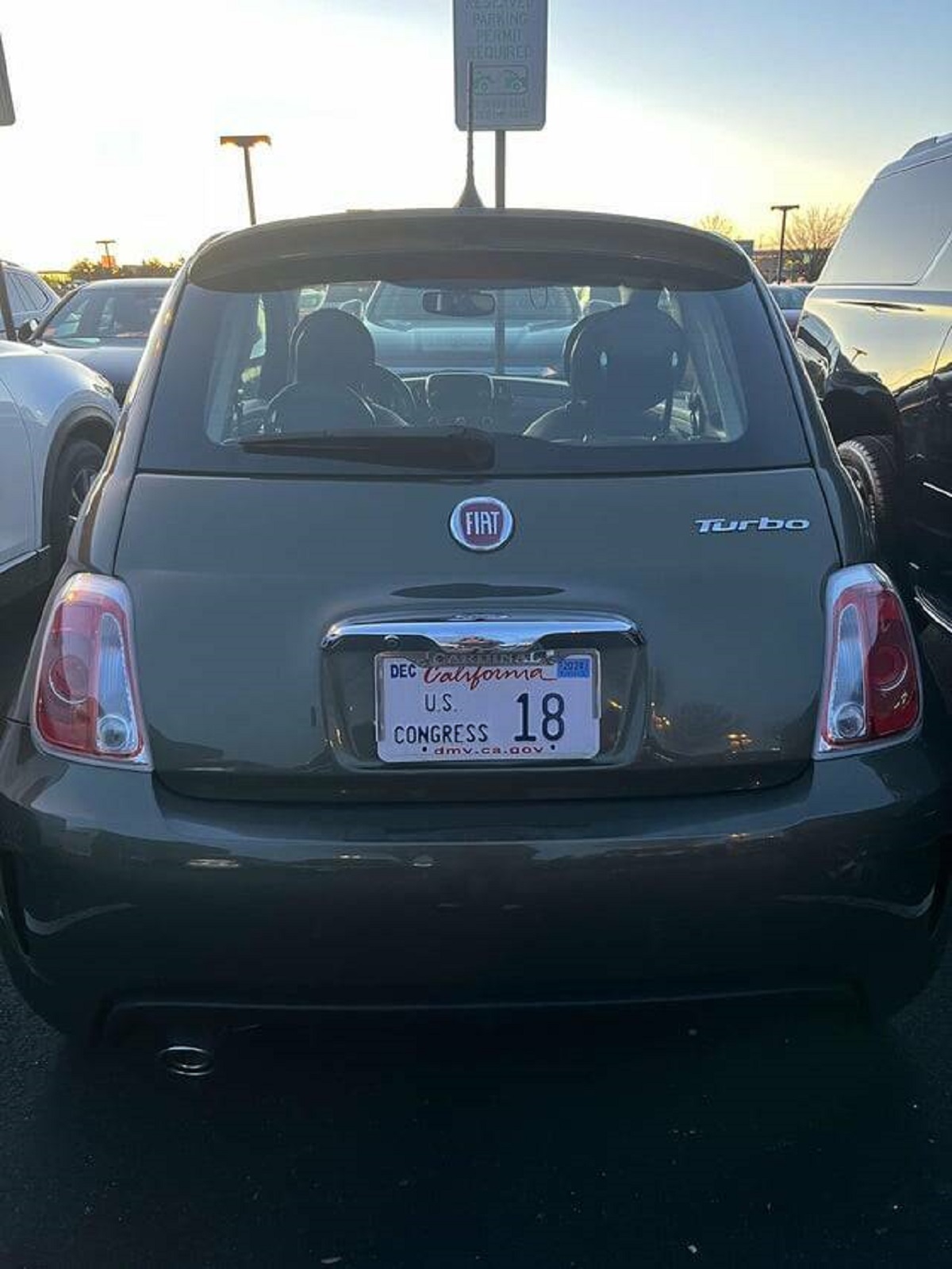 "Saw a fiat 500 with US Congress license plate parked at Washington Dulles Airport"