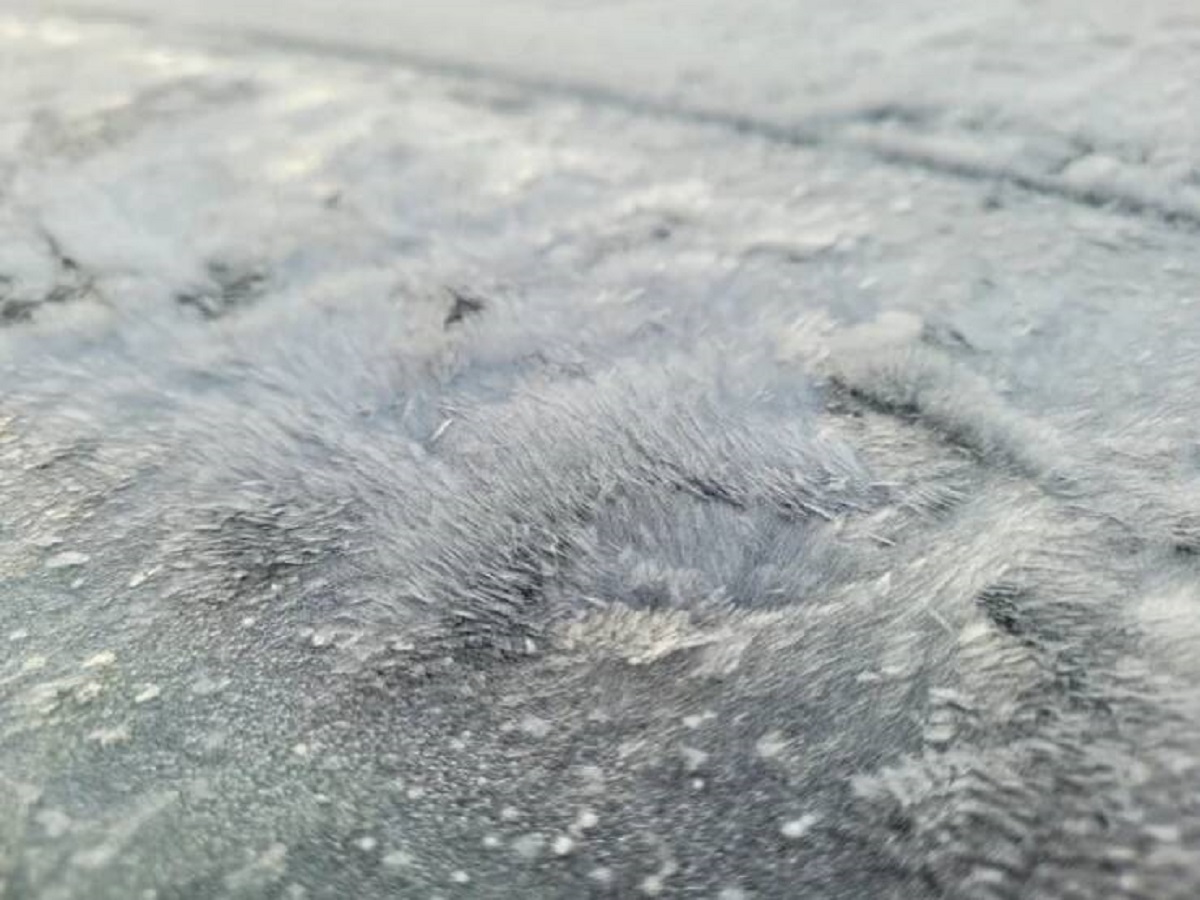 "This Fuzzy Looking Ice on my Car this Morning (-12C (-10.4F))"
