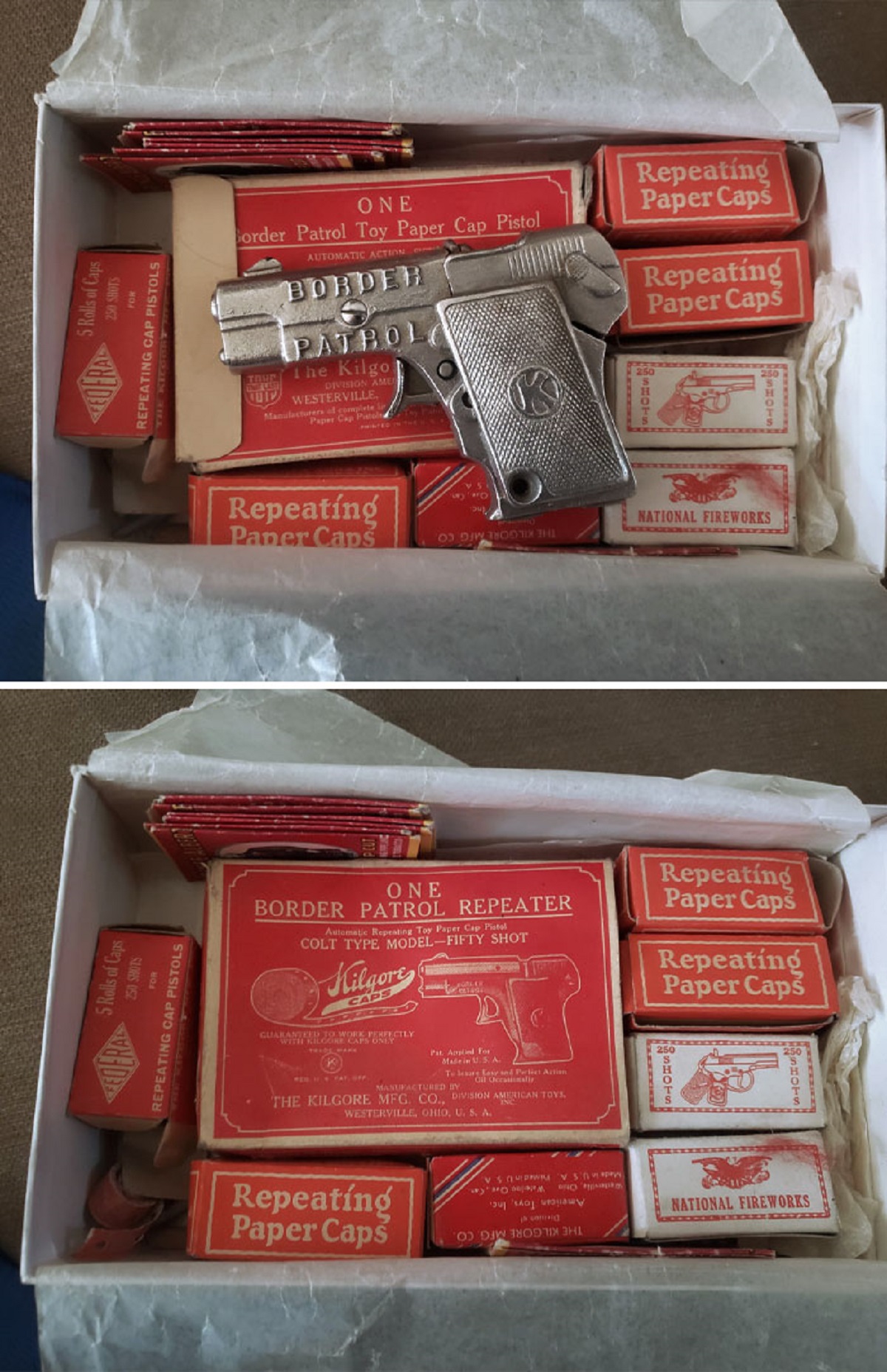 1935 Kilgore Cap Gun With Original Box And Caps That I Found In The Attic Of A 1920-Year-Old House