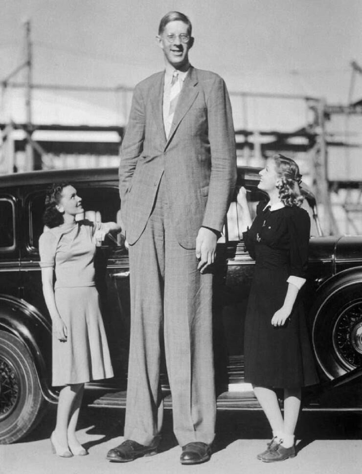 And here's Wadlow at his tallest, coming in at 8 feet 11 inches: