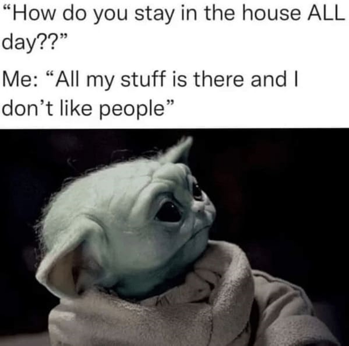 don t like people meme - "How do you stay in the house All day??" Me "All my stuff is there and I don't people"