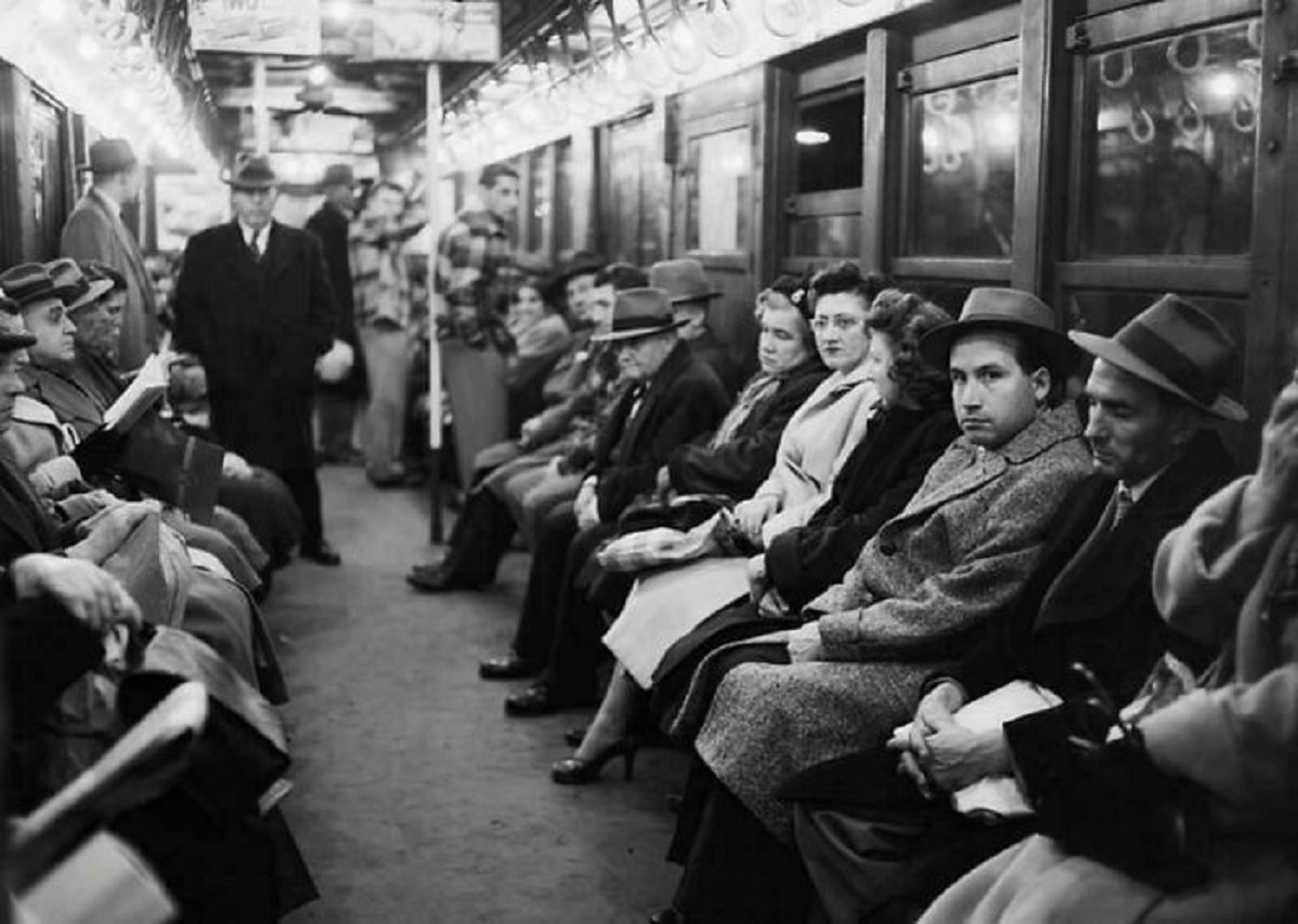 Riders On The New York Subway Sit Without Newspapers During A Newspaper Strike In The City (1953)