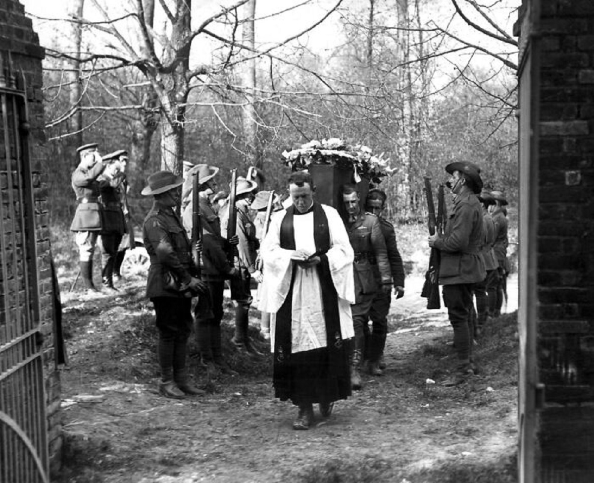 The Coffin Of The Red Baron Being Carried By Members Of The Australian No. 3 Squadron, Lead By An English Priest, For Burial In Northern France. The Ace Pilot Of World War I Germany Was Shot Down On April 21, 1918, And Given A Full Military Funeral By The Australian Unit Who Recovered His Body