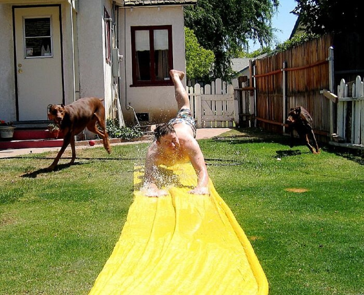 That WHAM-O's Slip N' Slide is not supposed to be used by persons over the age of 12. There have been rare instances (and lawsuits) of adults breaking their necks while using it and in 1993, the U.S. CPSC warned that the slide might cause permanent spinal cord injury to teens and adults.