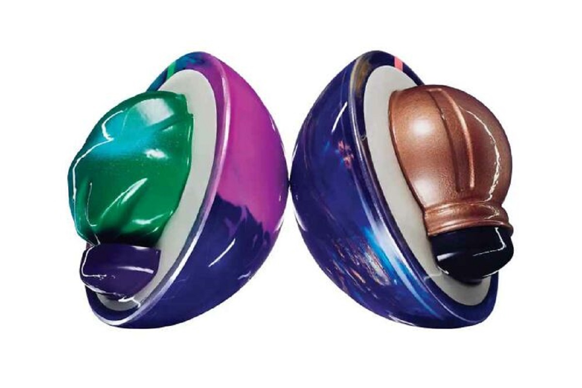 That pro bowling balls have specially shaped "weight blocks" inside them to change how the ball curves.