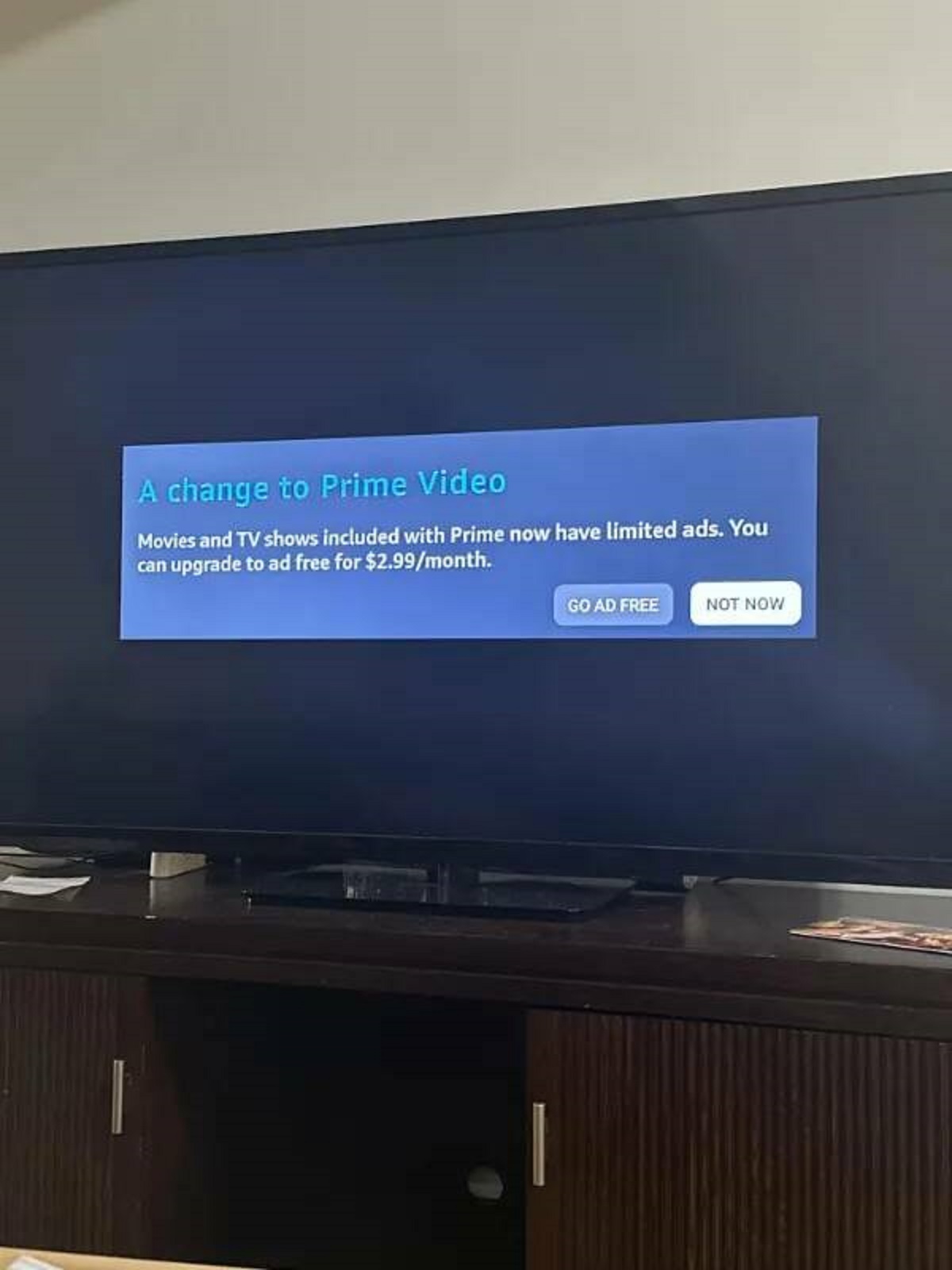 “Amazon Prime now charging to not have ads..”