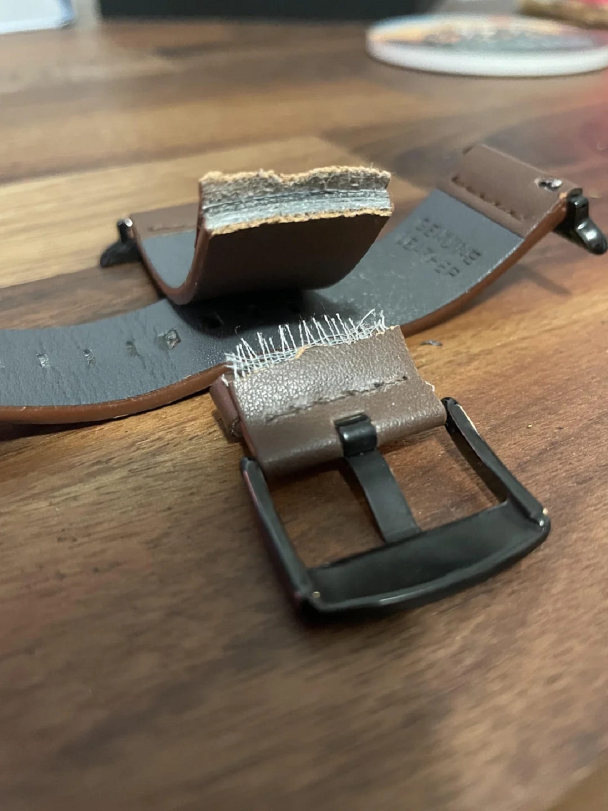 The inside of my ‘genuine leather’ watch band.