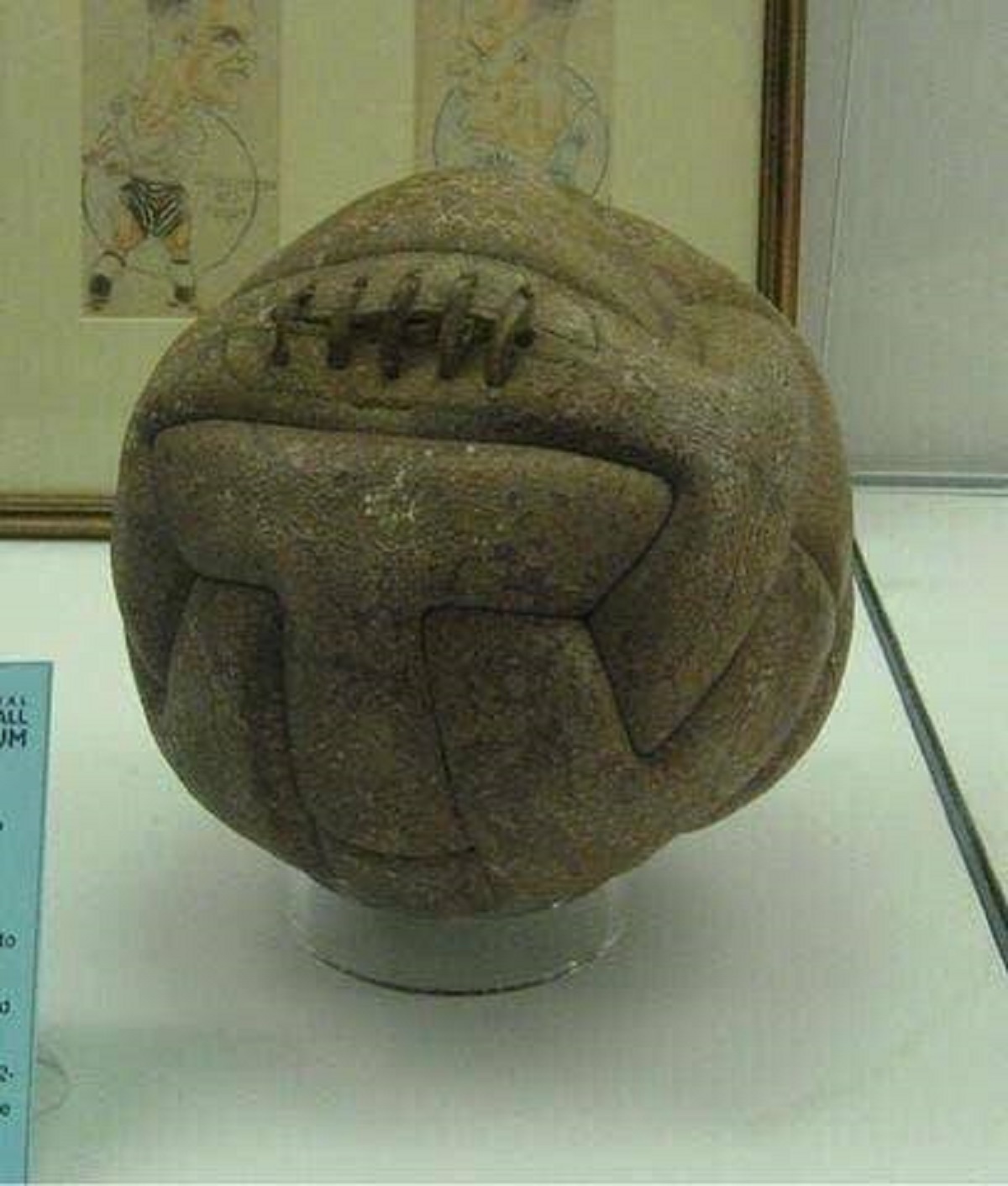 This ol' lumpy thing is the ball used in the 1930 World Cup final: