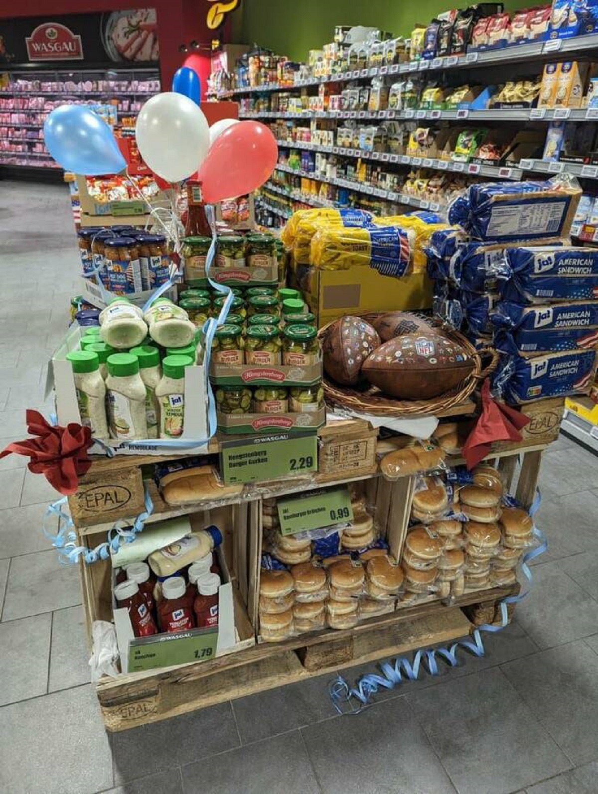 This is the "American Super Bowl" section of a German grocery store: