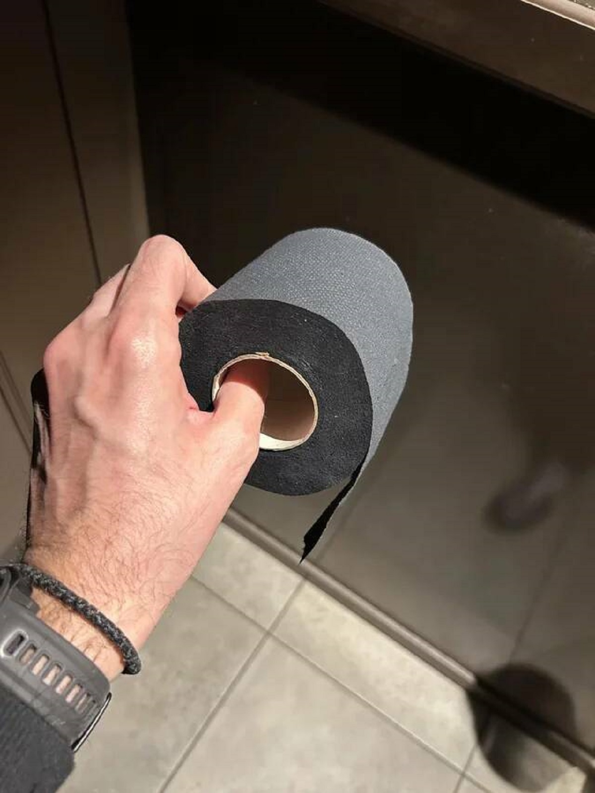 "This bar in Athens had black toilet paper"