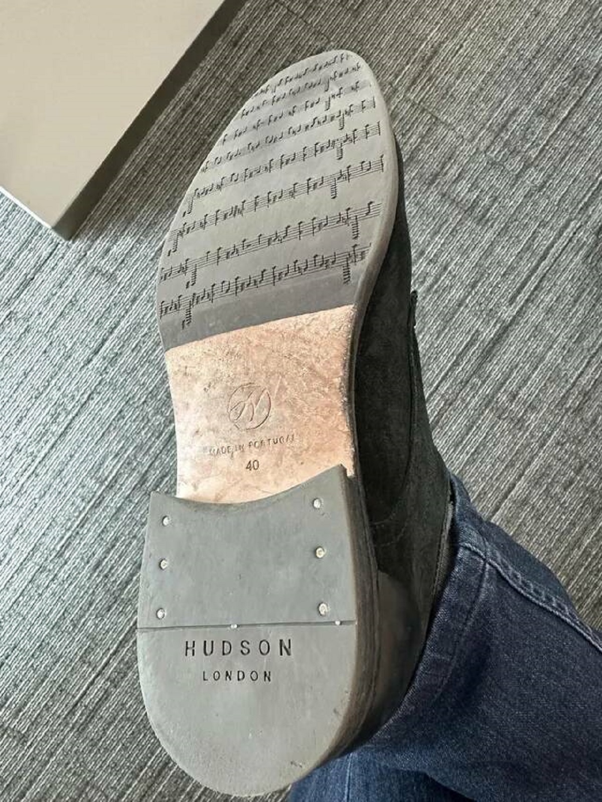 "Bottom of my shoes have musical notes"