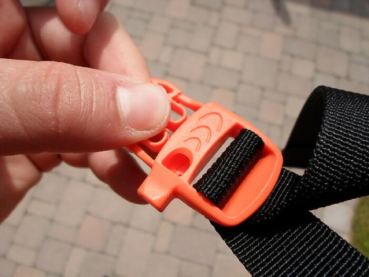 Whistles are built into the zippers of a lot of outdoor equipment, like backpacks and jackets.