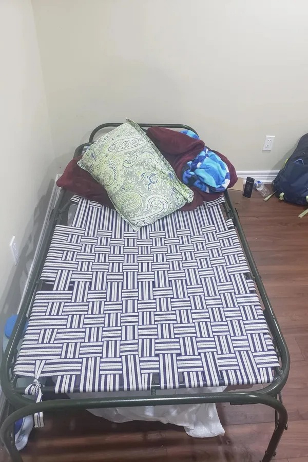 My landlord took away the bed and mattress that were provided in the “furnished” rental and replaced it with this thing which is really hard to sleep on.