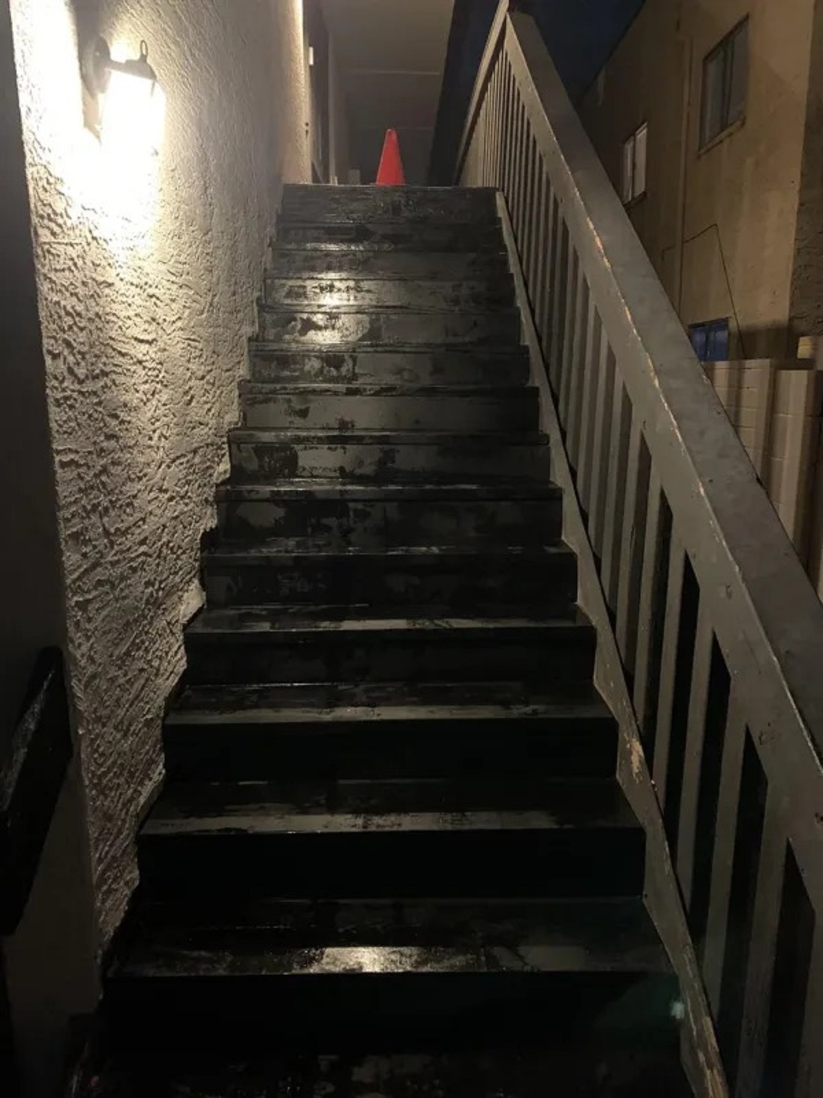 I came back from Thanksgiving to find that my landlord had revarnished/painted the stairs up to my apartment. They are still wet, I was given no notice, and there is only one staircase.