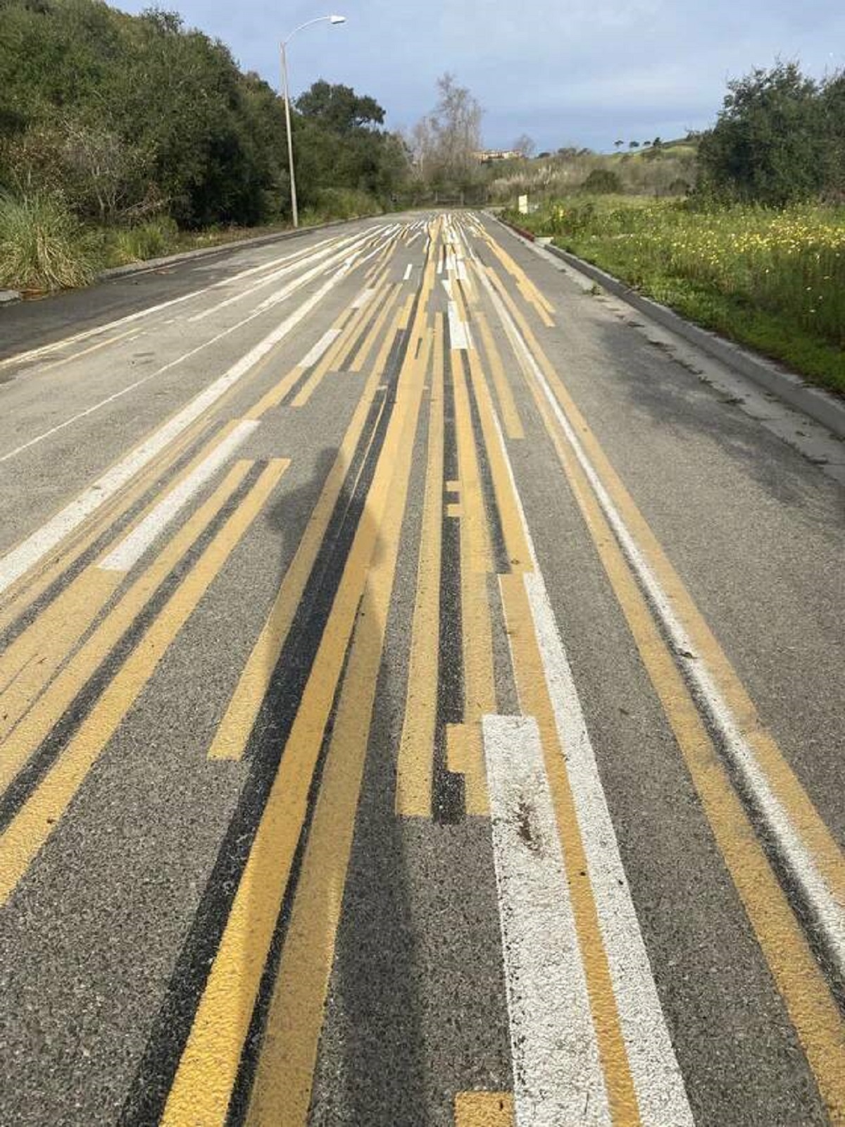 "A street where workers practice painting lines"