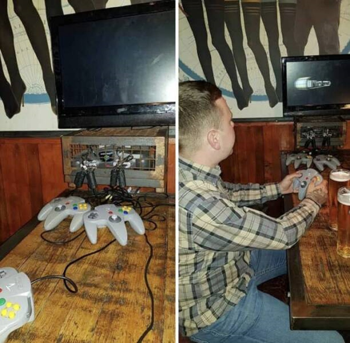 This bar in the UK with N64s at every table is also very retro and cool.