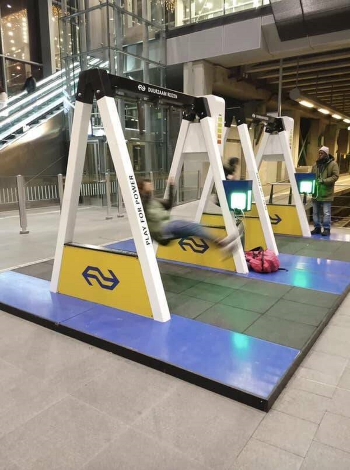 Though swinging to charge your phone, like at this train station in the Netherlands, is even cooler.