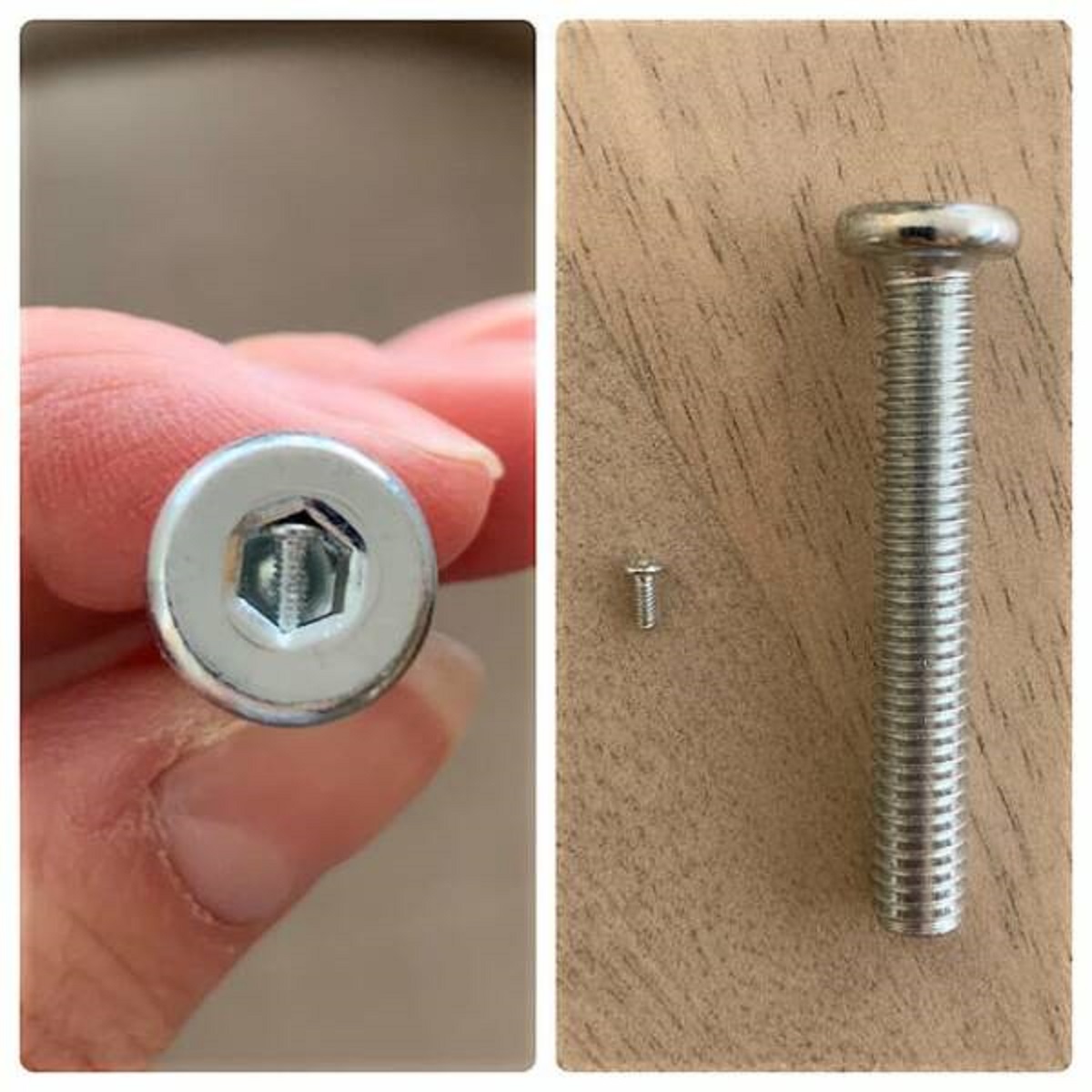 "My big screw came with a tiny screw stuck in it"