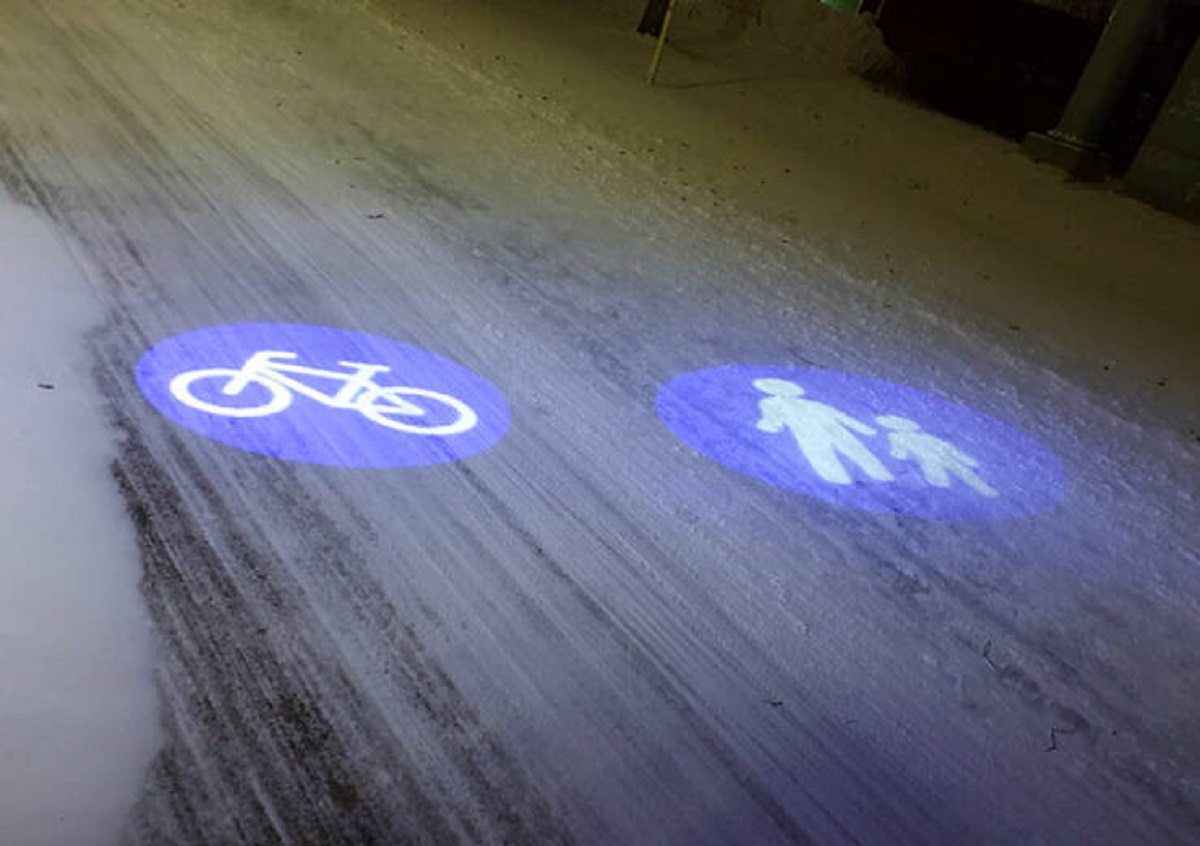 "Projected Markings In Oulu, Finland, When Snow Covers The Ones Painted On The Street"