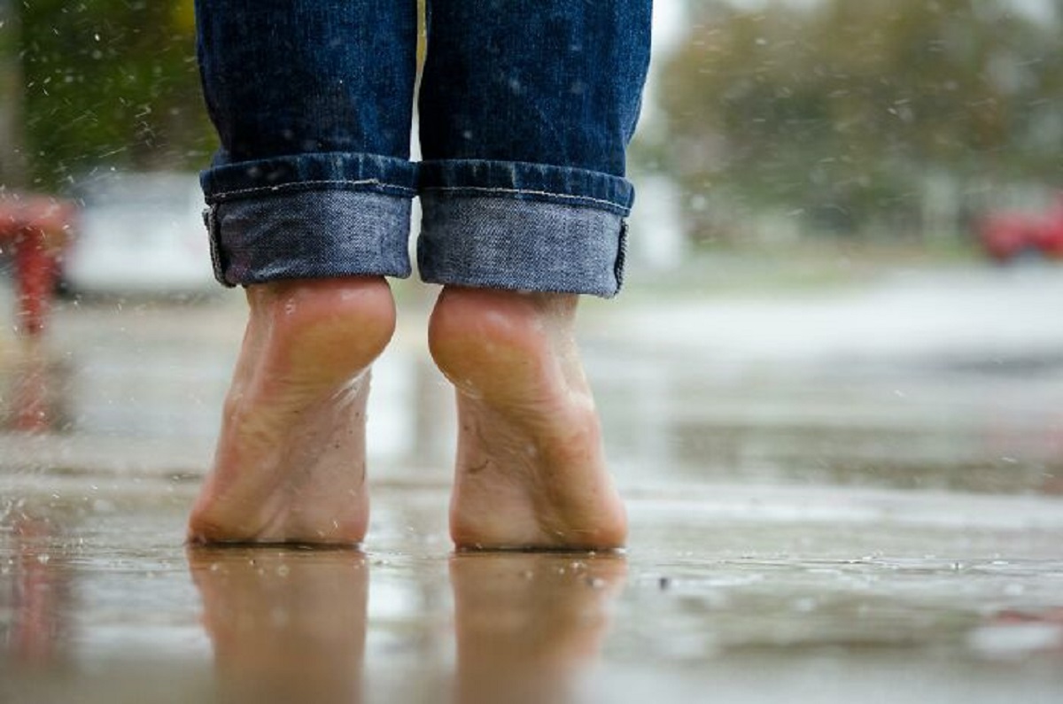 Walk barefoot on cold cement.