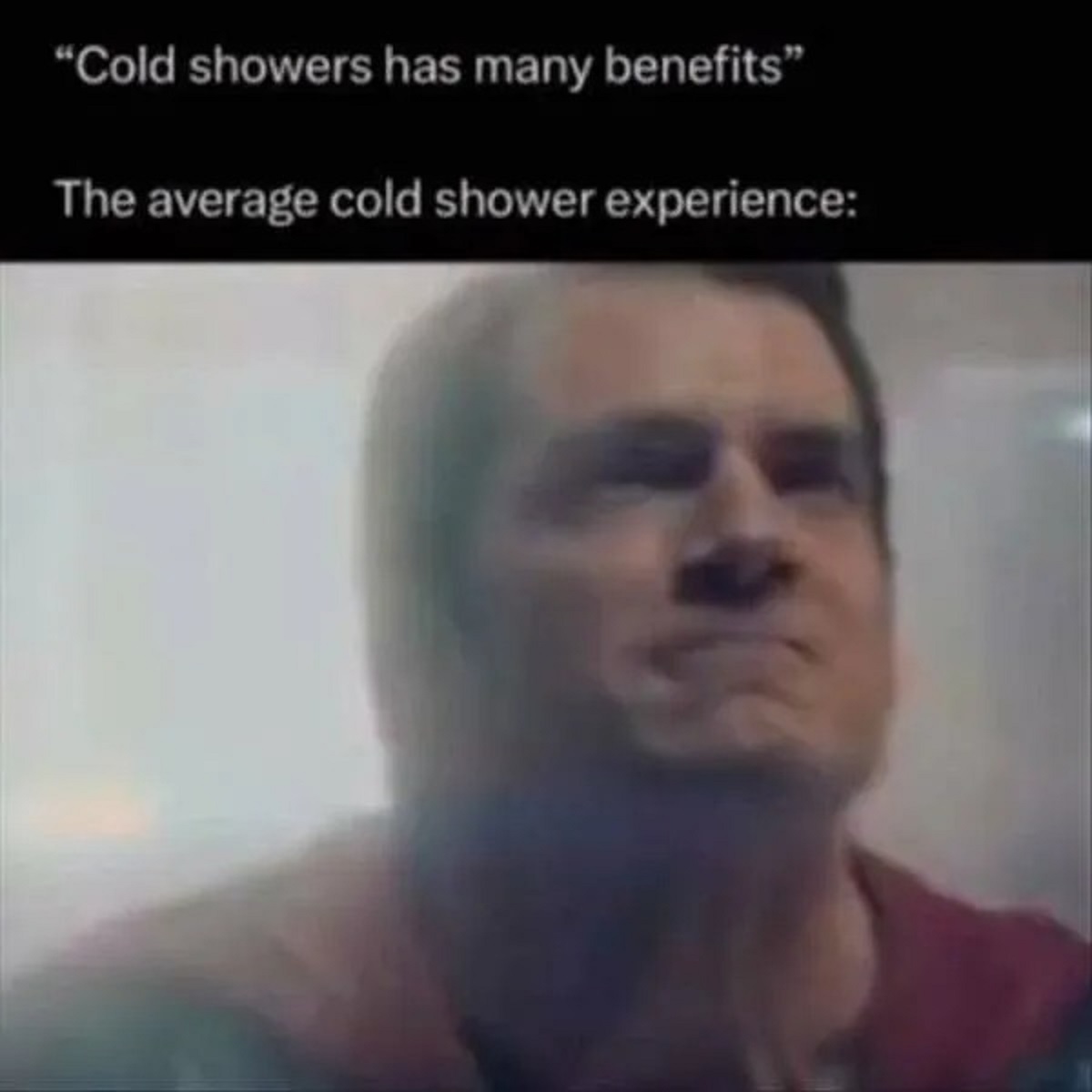 photo caption - "Cold showers has many benefits" The average cold shower experience