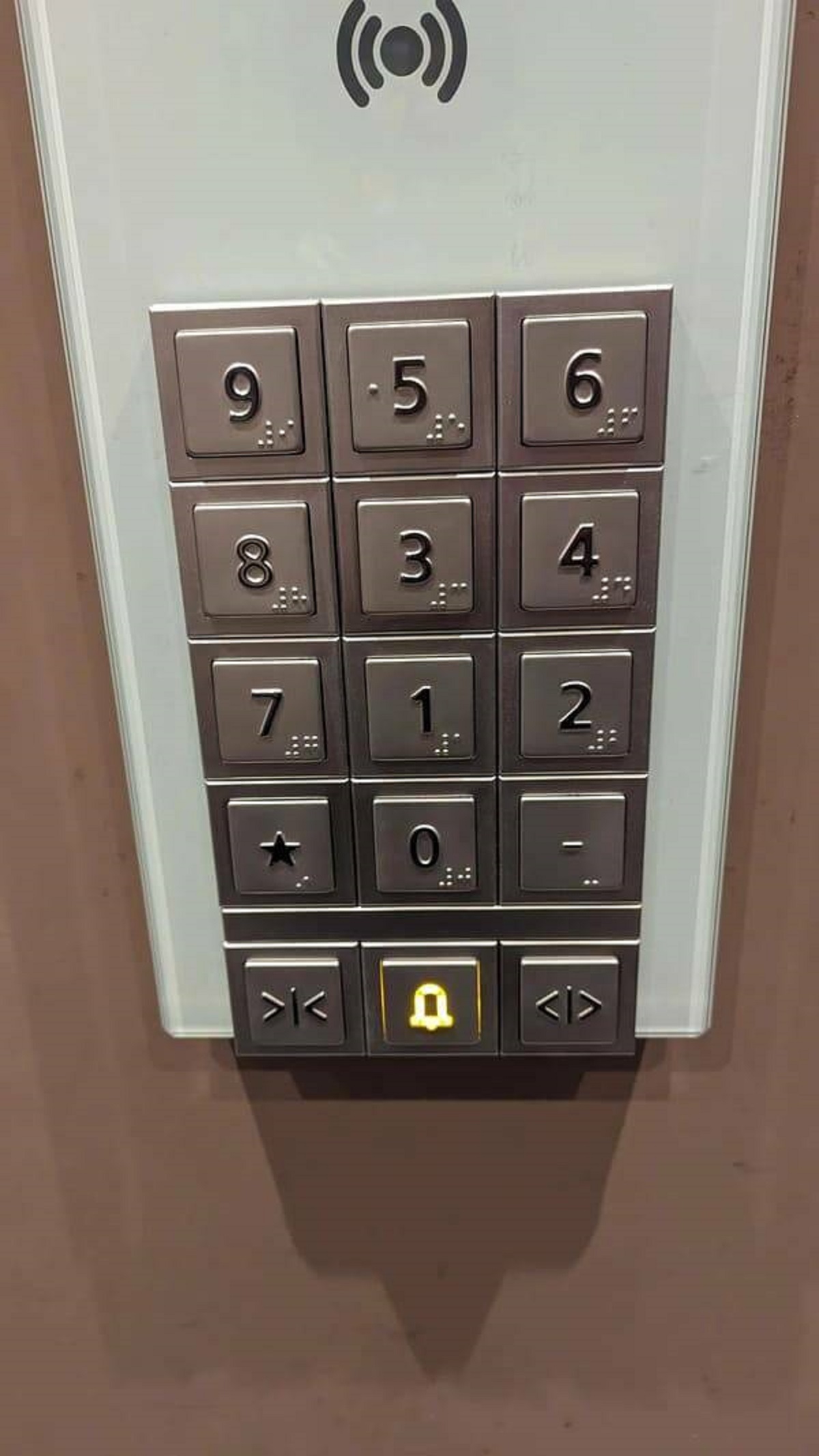 “The newly installed keypad in the elevator of my building”