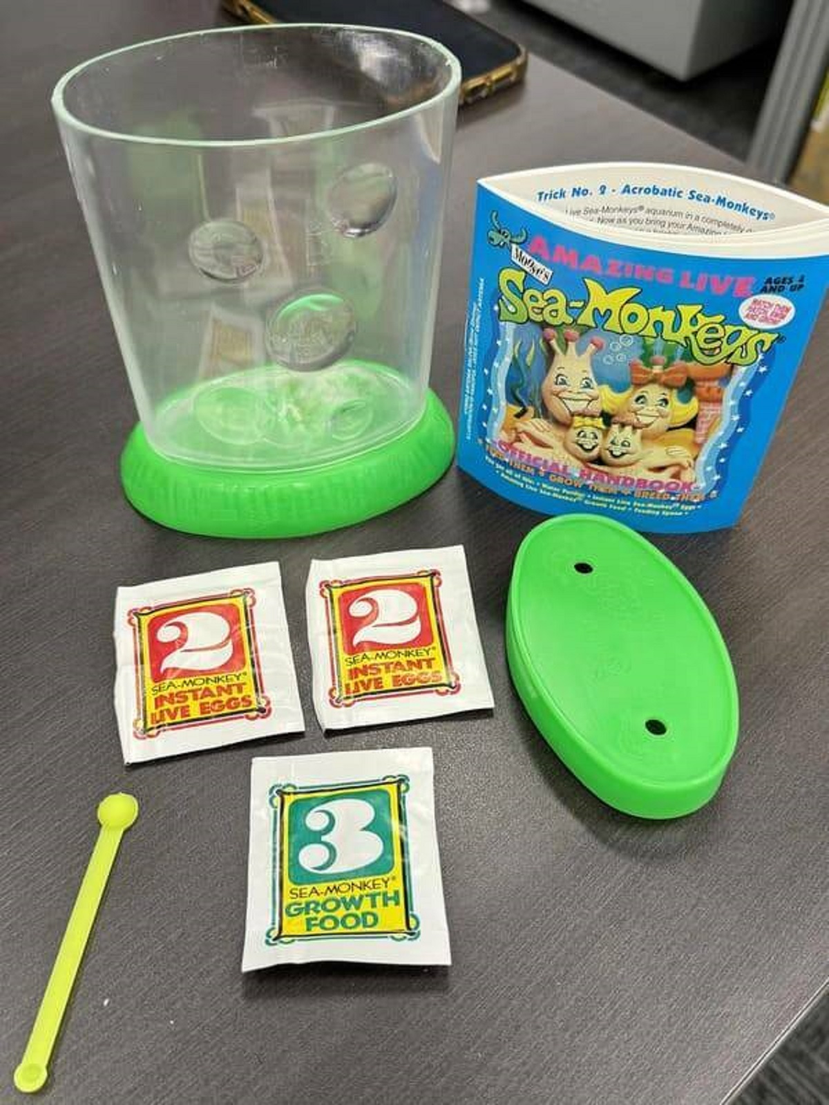 “Opened a Sea-Monkeys kit from the 90s only to find it was missing packet 1”