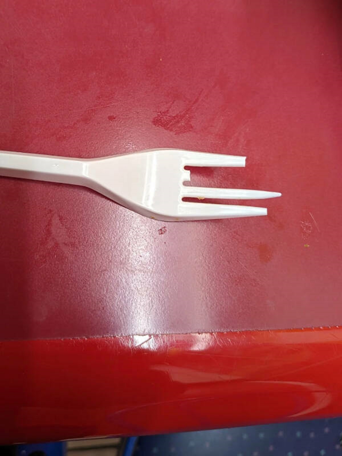 “I didn’t realize I was swallowing bits of this fork with my cheesy fries until I chewed on a big bit… hope my guts will be ok “