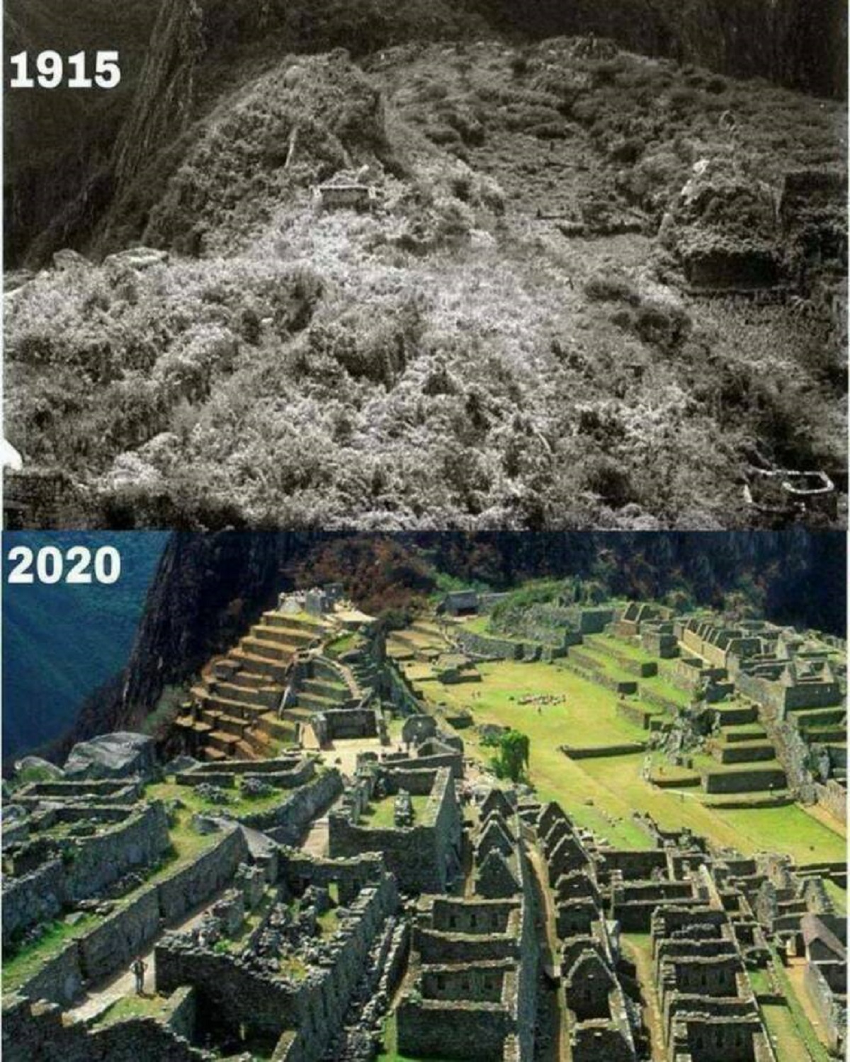 machu picchu then and now - 1915 2020