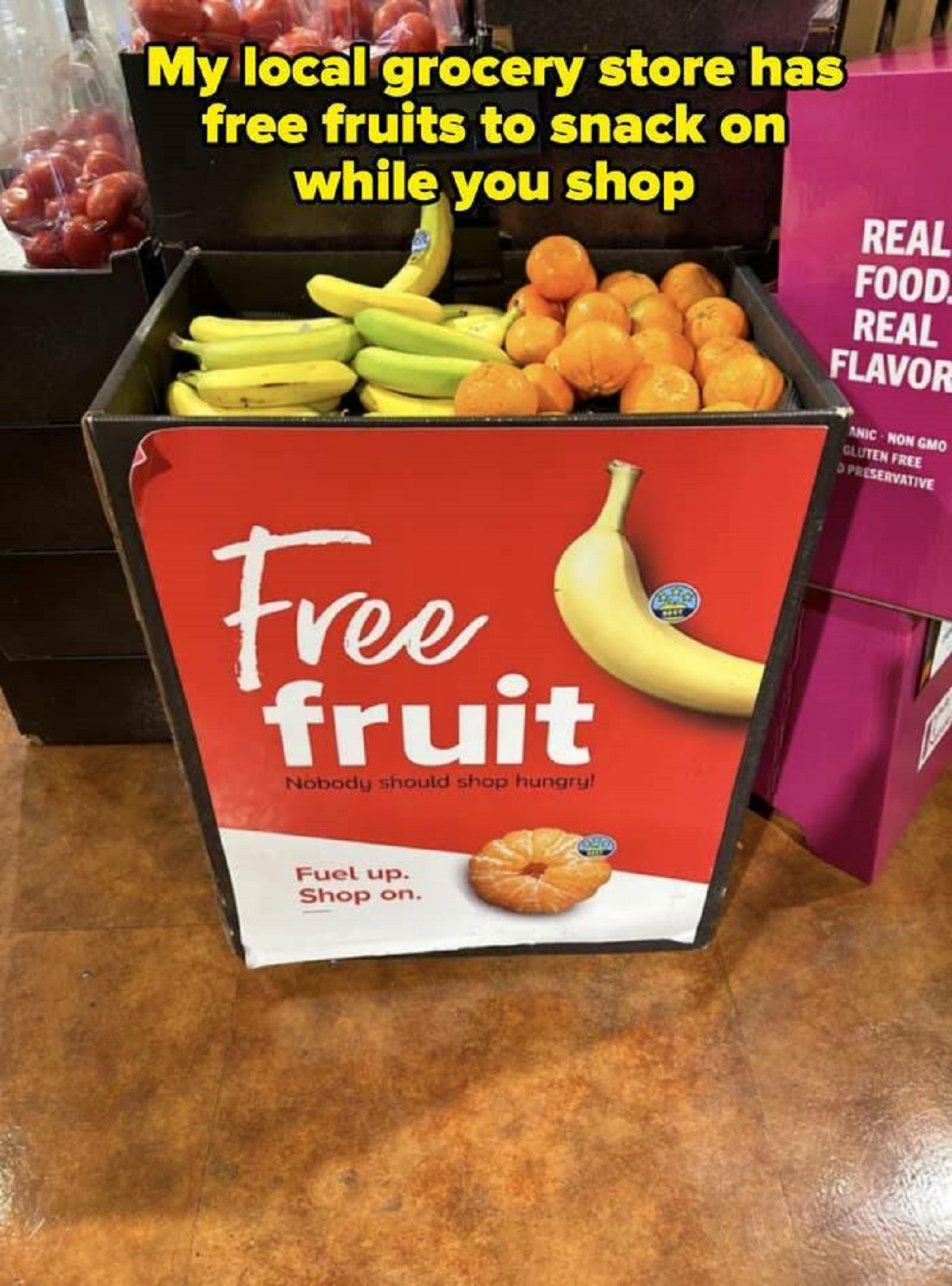 zucchini - My local grocery store has free fruits to snack on while you shop Free fruit Nobody should shop hunoru Fuel up. Shop on. Real Food Real Flavor