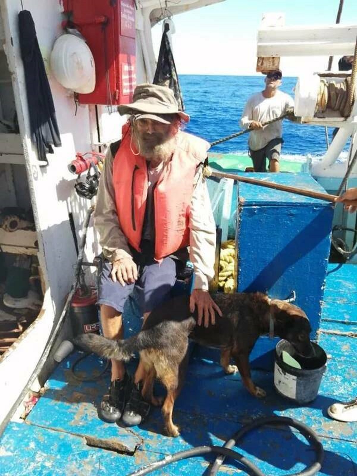 "51 years old Tim Shaddock and his dog Bella rescued off the coast in Mexico after being stranded in the Pacific Ocean for months and they survived by consuming raw fish and drinking rainwater"