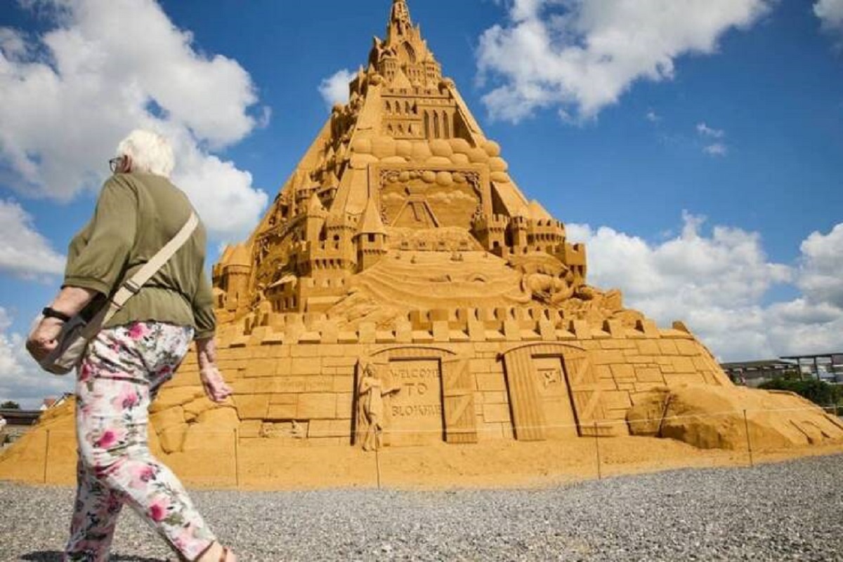 This 65-foot-tall behemoth is the world's largest sandcastle, built in Denmark in 2021:
