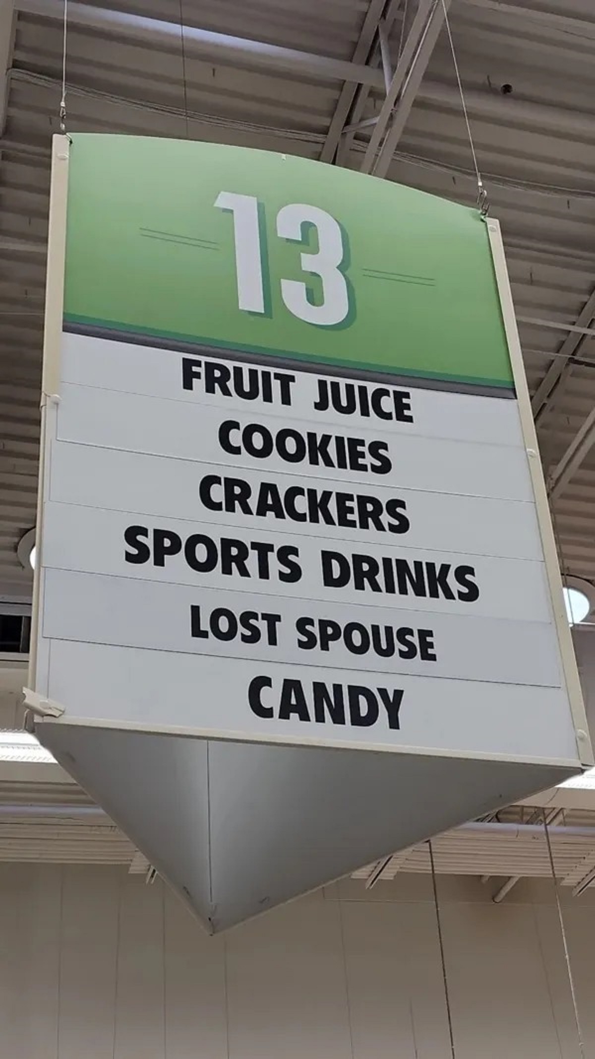 This grocery store near me lists “lost spouse” as an aisle item.