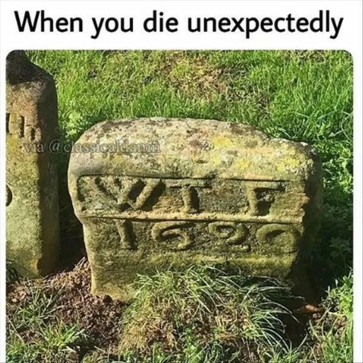 wtf 1620 headstone - When you die unexpectedly via