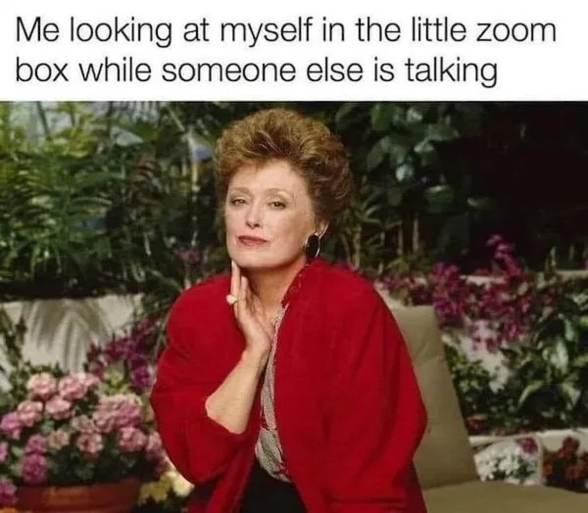 blanche devereaux - Me looking at myself in the little zoom box while someone else is talking
