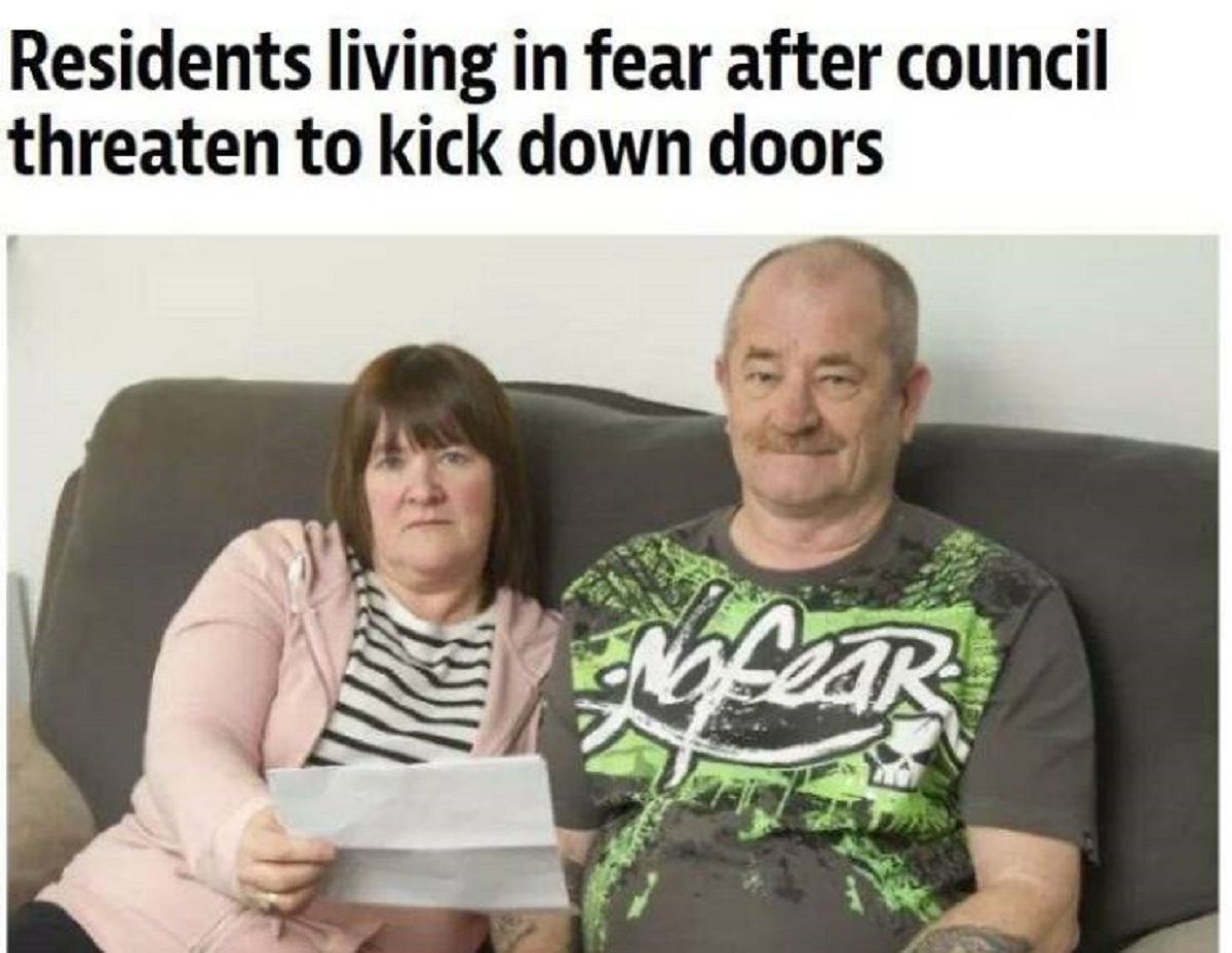 photo caption - Residents living in fear after council threaten to kick down doors Engfear