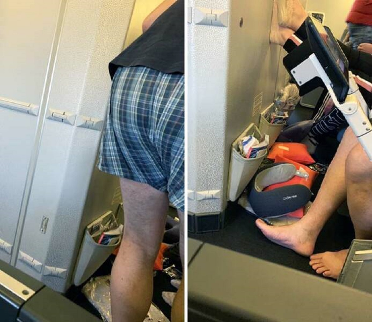 "The Man In The Seat Across From Me Has Taken His Pants Off For The Flight And Is Just In His Boxers. After That, He Also Removed His Socks"