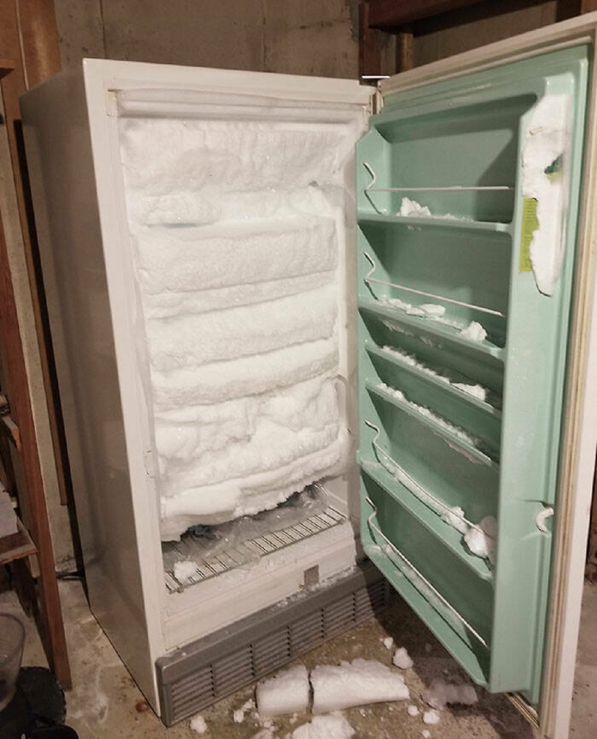 "I Left The Deep Freezer Door Slightly Cracked By Accident And Didn't Use It For A Few Months. I Was Rewarded With This A Few Days Before Moving Out"